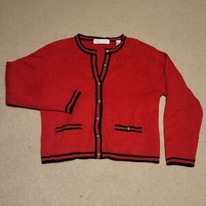 Karen Scott Red Knit Cardigan